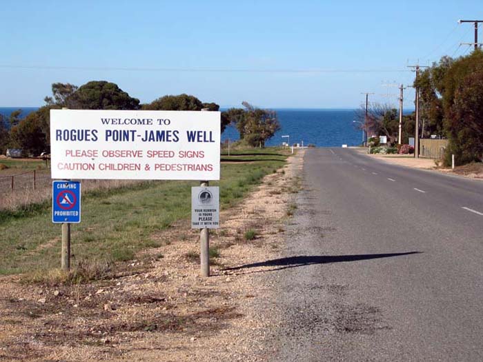 Welcome sign at James Well & Rogues Point